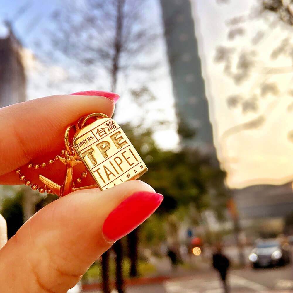 Solid Gold Asia Charm, TPE Taipei Luggage Tag - JET SET CANDY (6929956831416)