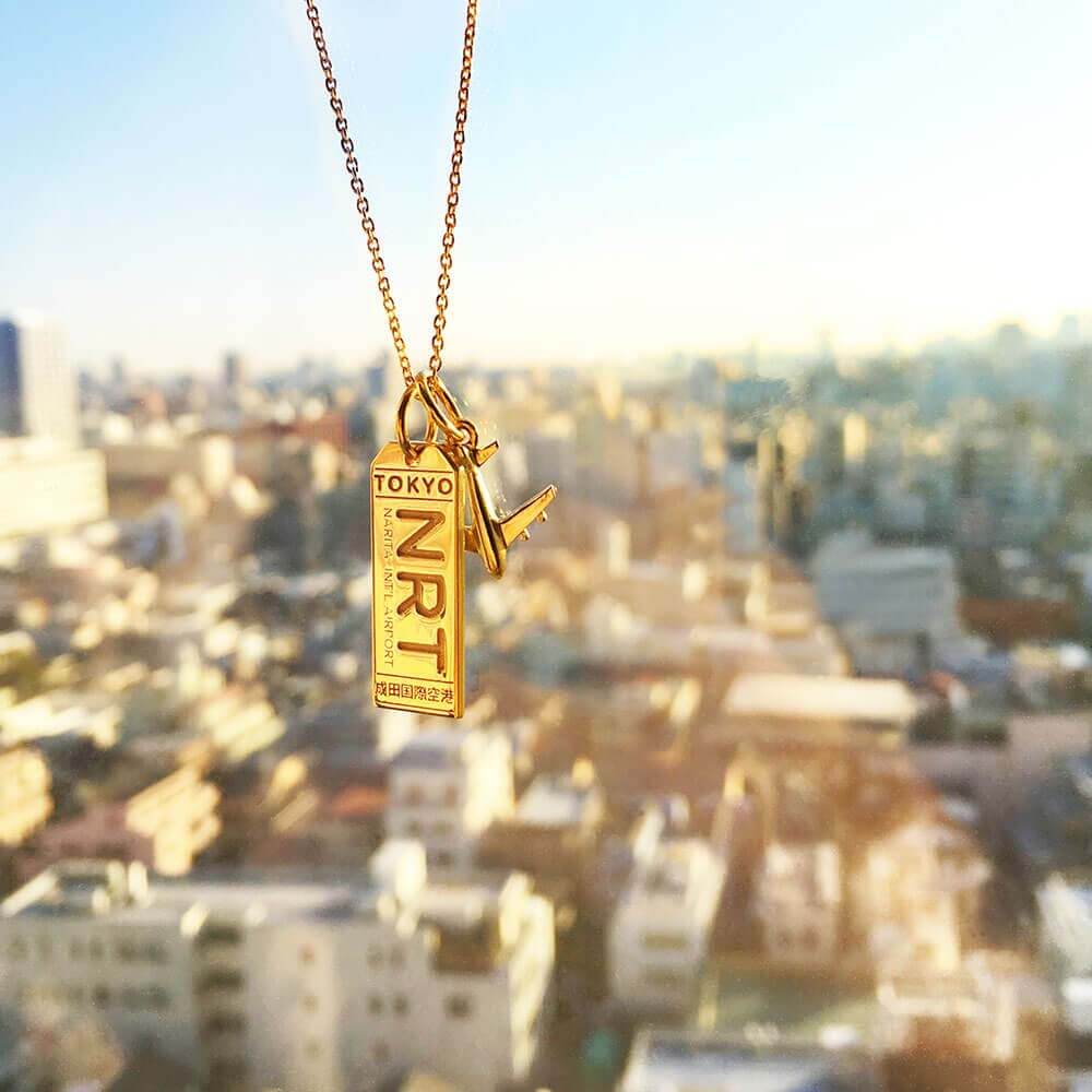 Solid Gold Japan Charm, NRT Tokyo Luggage Tag - JET SET CANDY (6930012766392)