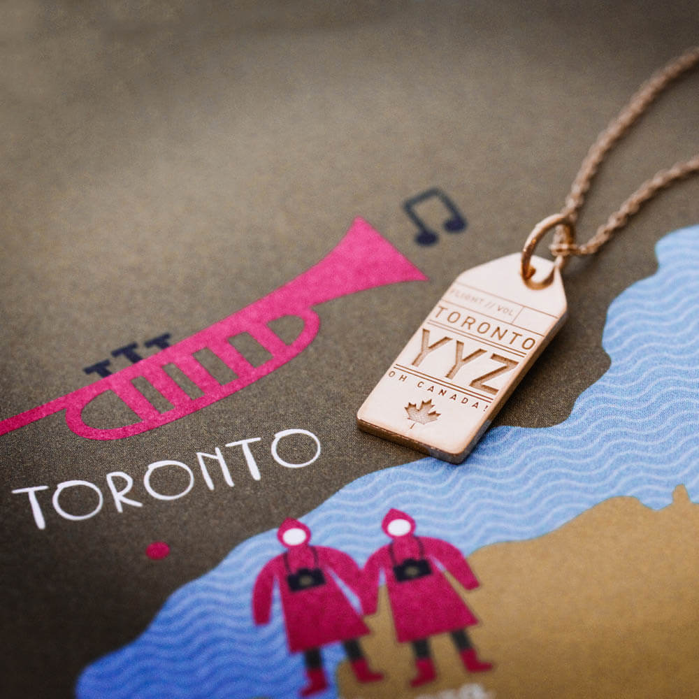 Gold Canada Charm, YYZ Toronto Luggage Tag - JET SET CANDY  (1720182669370)