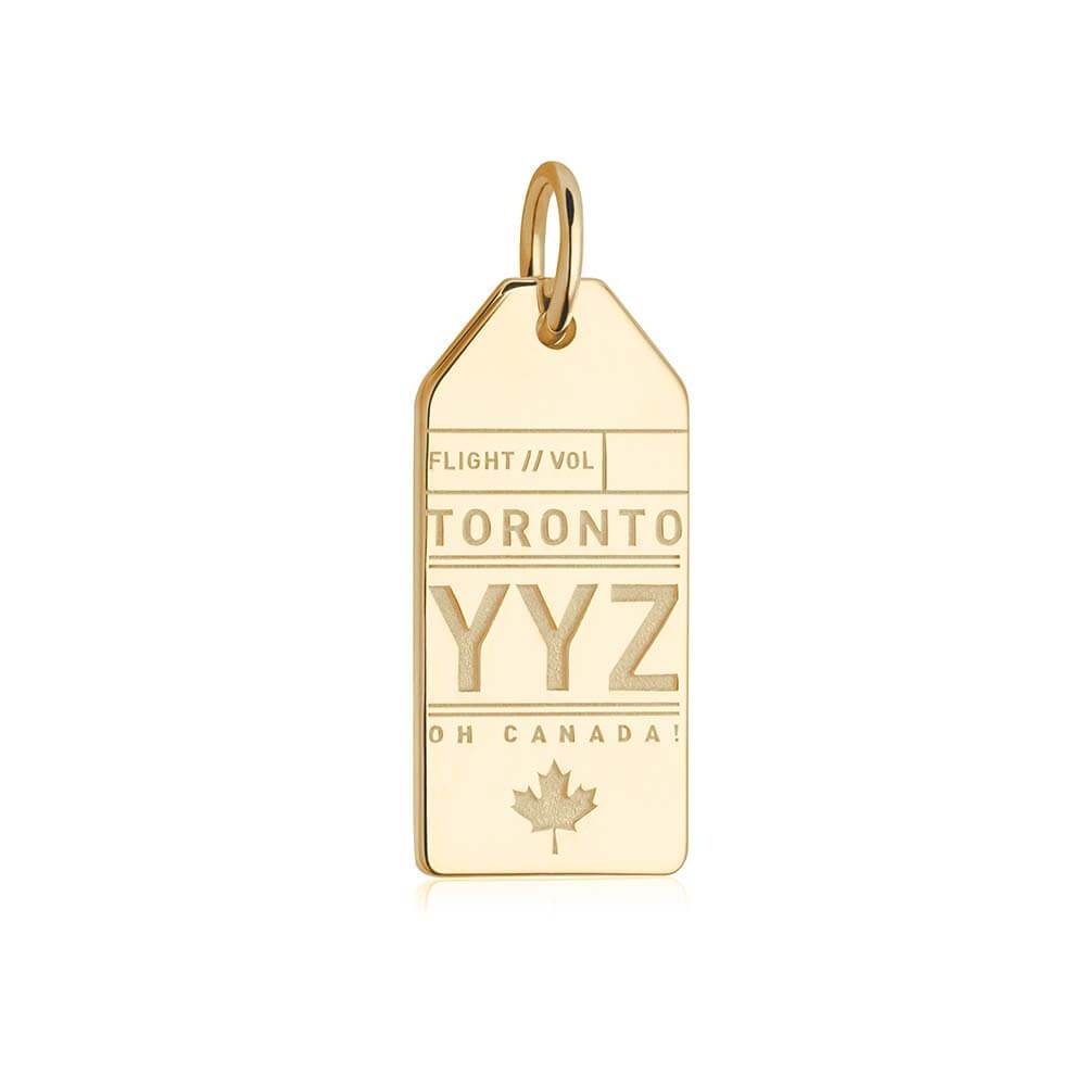 Solid Gold Canada Charm, YYZ Toronto Luggage Tag - JET SET CANDY  (1720182669370)