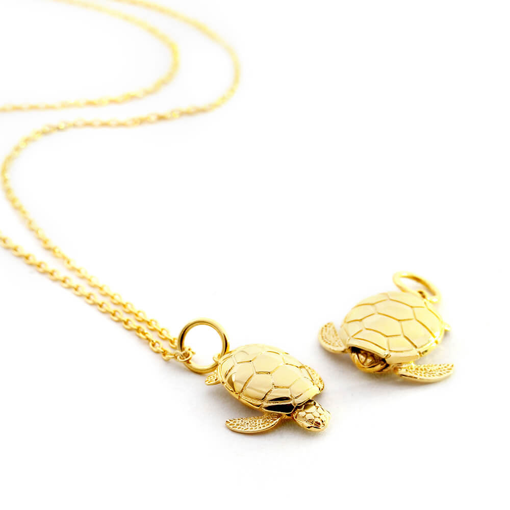 Small Gold Sea Turtle Charm - JET SET CANDY  (2499721592890)