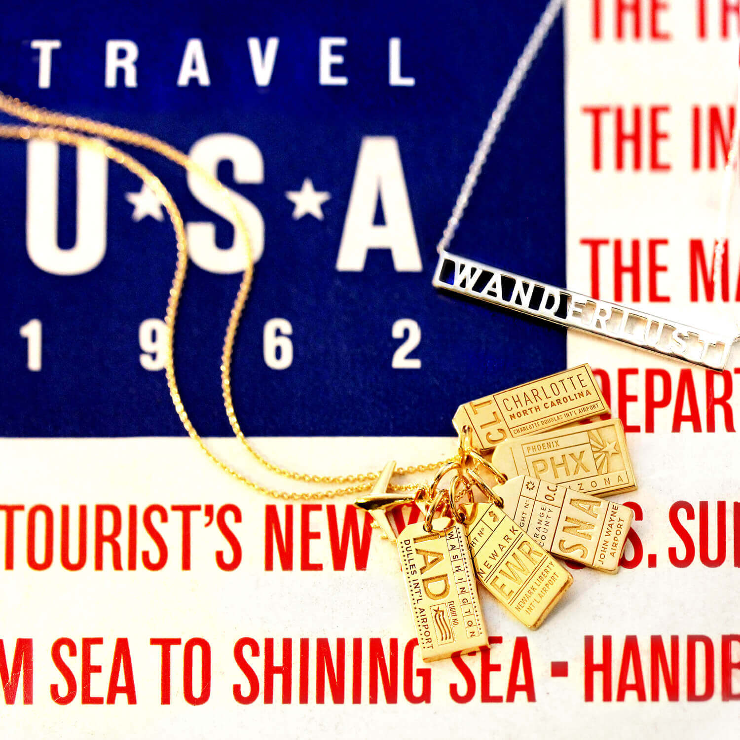 Gold USA Charm, PHX Phoenix Luggage Tag - JET SET CANDY  (1720181522490)