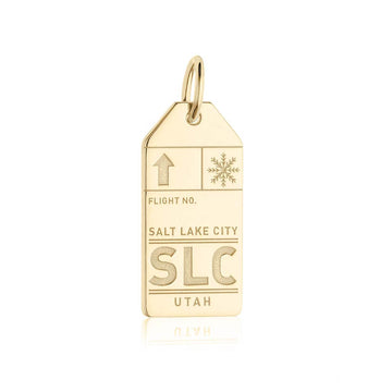 Salt Lake City Utah USA SLC Luggage Tag Charm Gold