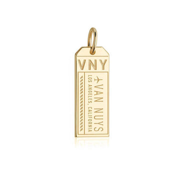 Van Nuys California USA VNY Luggage Tag Charm Solid Gold