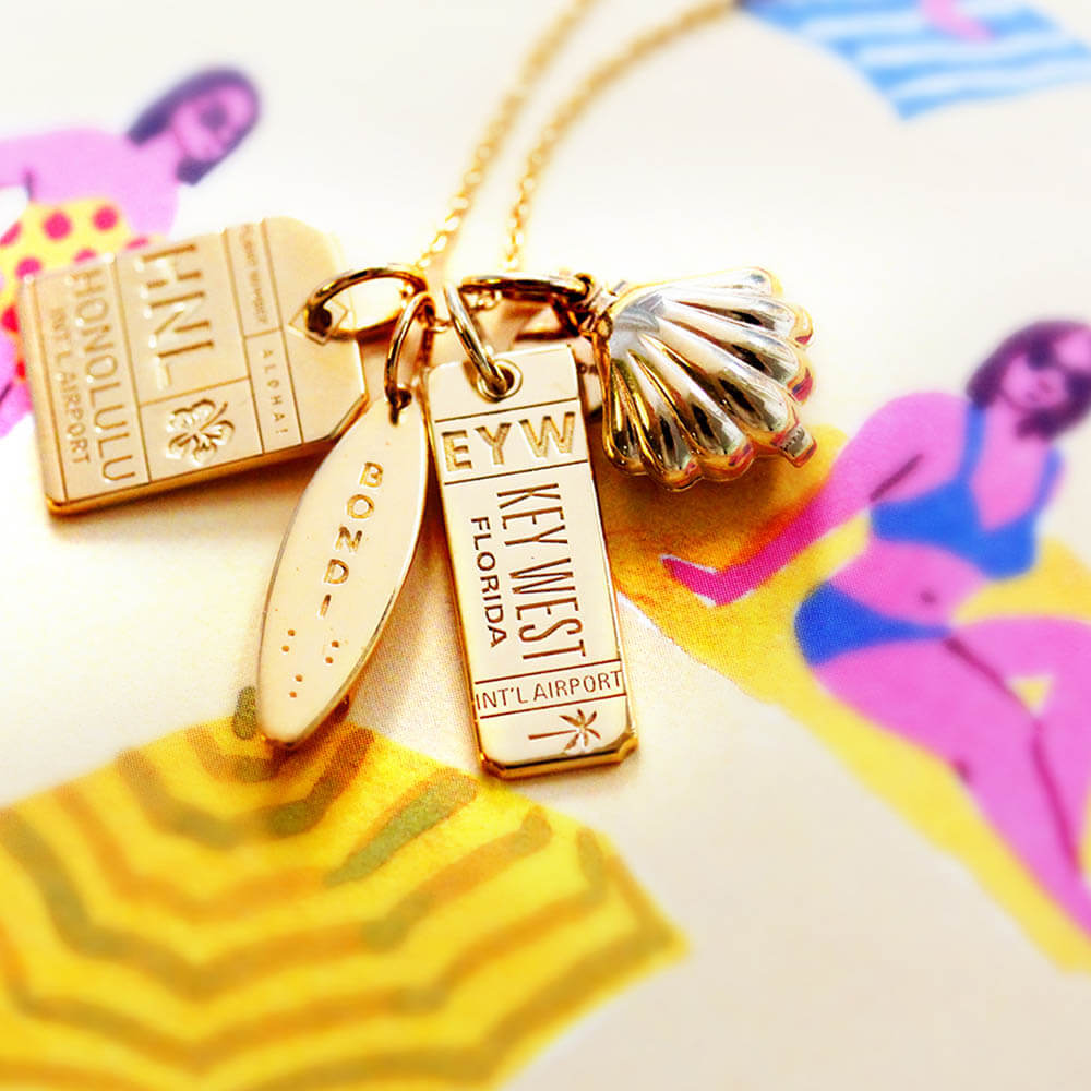 Gold Hawaii Charm, HNL Honolulu Luggage Tag (SHIPS JUNE) - JET SET CANDY  (1720191549498)