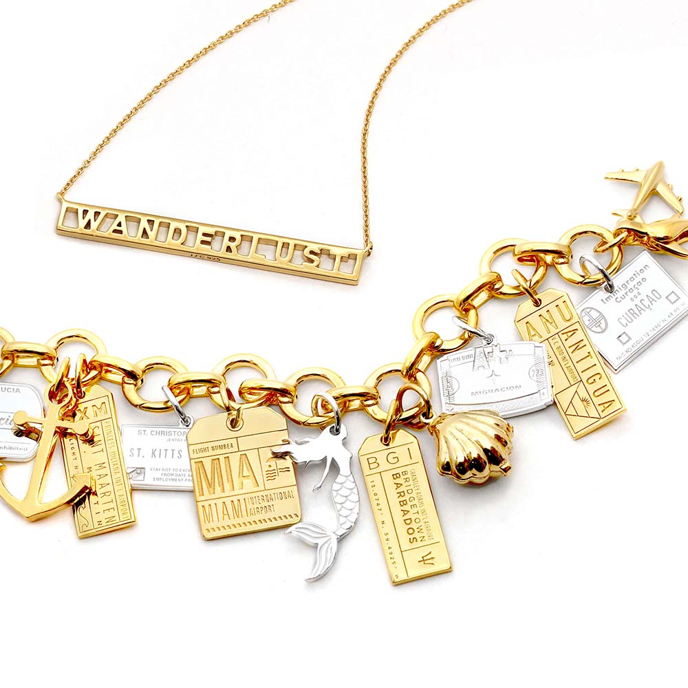 Solid Gold BGI Barbados Luggage Tag Charm - JET SET CANDY (6546621956280)