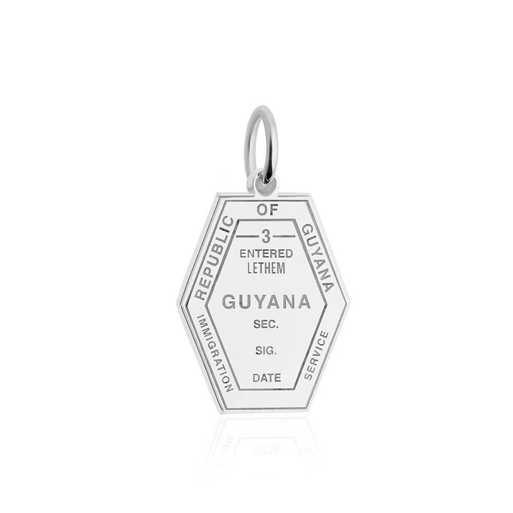 Sterling Silver Travel Charm, Guyana Passport Stamp - JET SET CANDY (1720208851002)