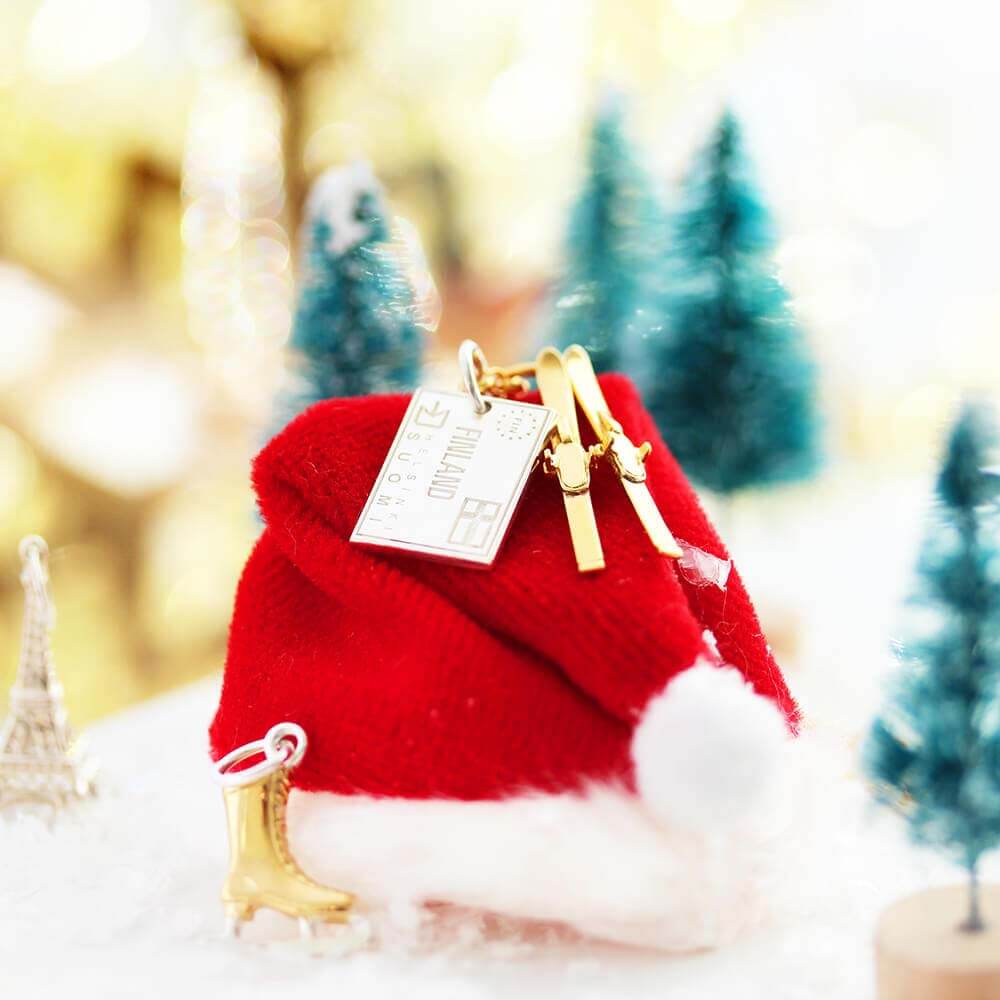 Solid Gold Travel Charm, Finland Passport Stamp - JET SET CANDY (6930074501304)