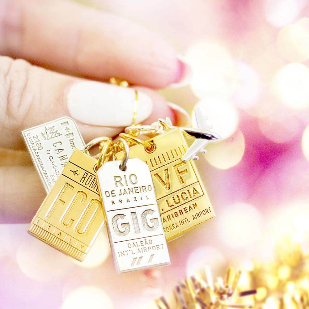 Gold St. Lucia Charm, UVF Luggage Tag - JET SET CANDY (1720190271546)