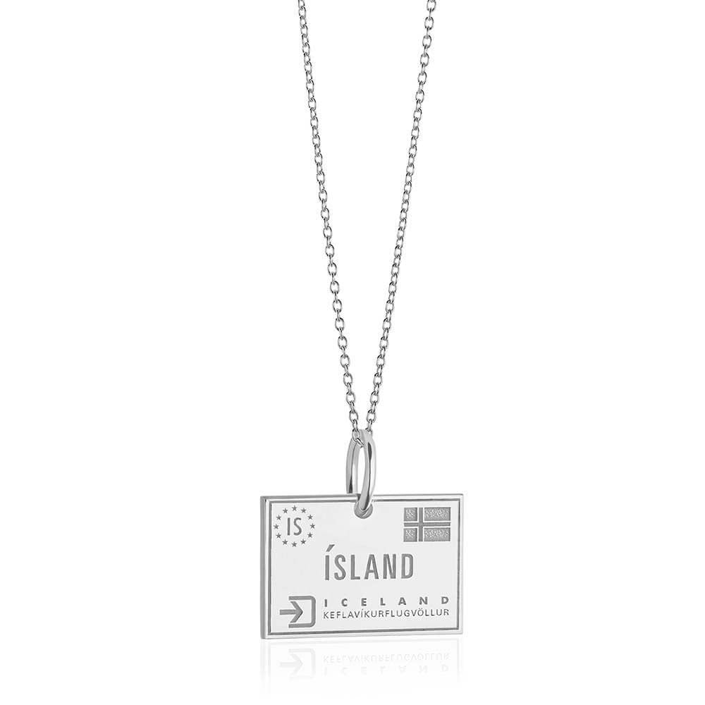 Sterling Silver Travel Charm, Iceland Passport Stamp - JET SET CANDY  (1720202526778)