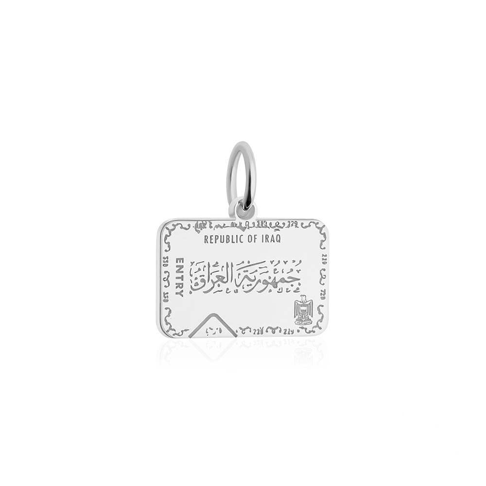 Sterling Silver Travel Charm, Iraq Passport Stamp - JET SET CANDY (1720206131258)