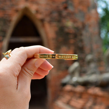 Not All Those Who Wander Are Lost Cuff, Gold