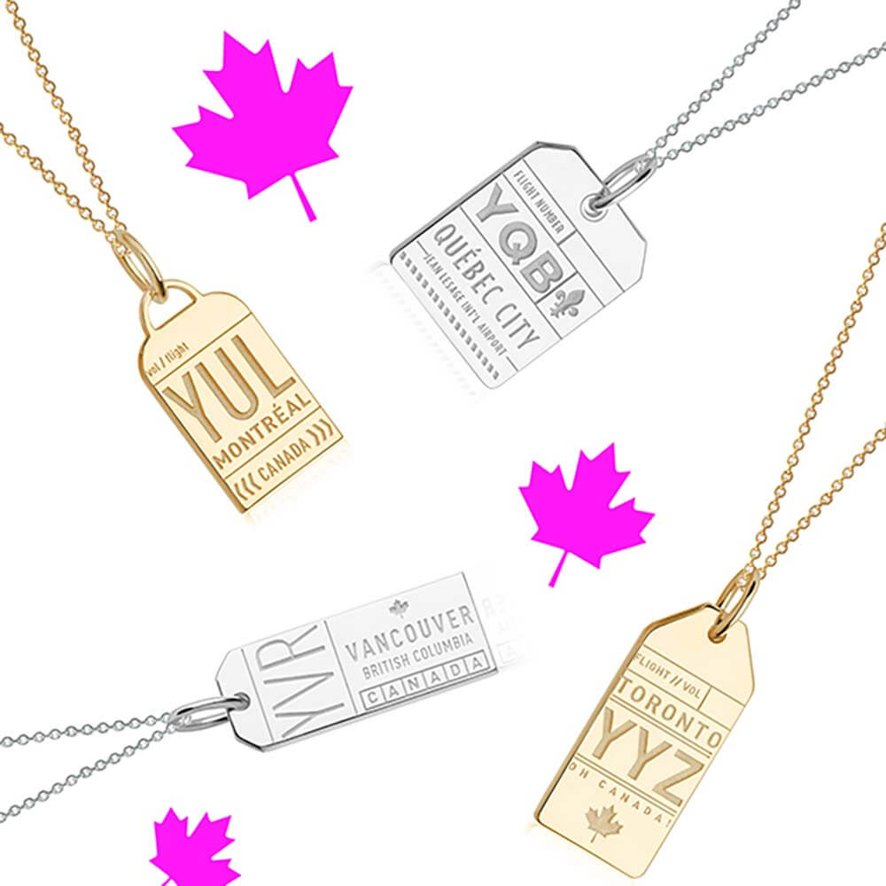 Silver Canada Charm, YQB Quebec City Luggage Tag - JET SET CANDY (1720182243386)