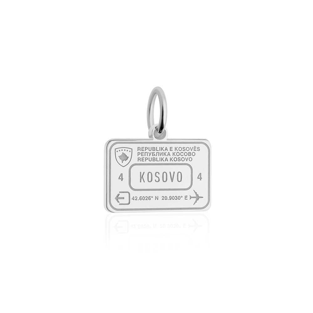 Sterling Silver Travel Charm, Kosovo Passport Stamp (SHIPS JUNE) - JET SET CANDY (1720202657850)