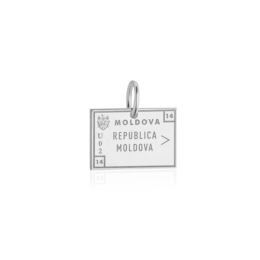 Sterling Silver Travel Charm, Moldova Passport Stamp - JET SET CANDY (1720206524474)