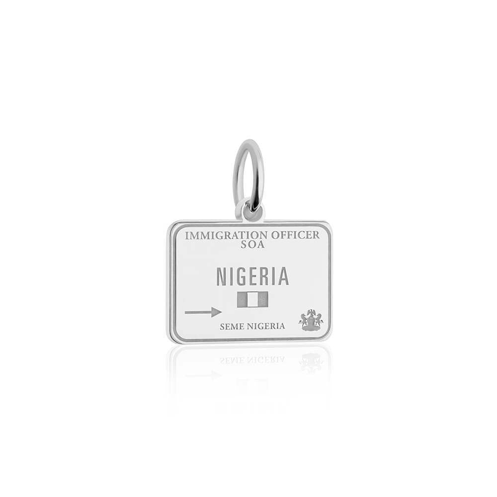 Sterling Silver Travel Charm, Nigeria Passport Stamp - JET SET CANDY (1720203477050)