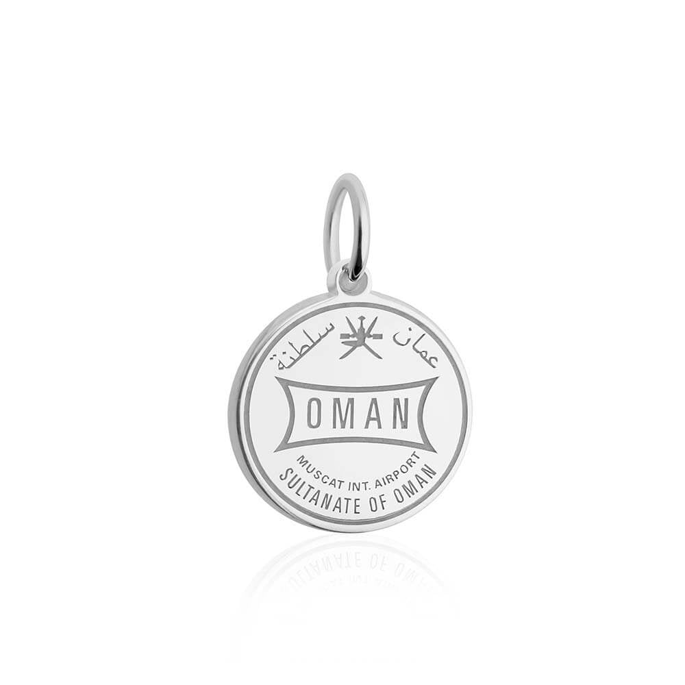 Sterling Silver Travel Charm, Oman Passport Stamp - JET SET CANDY (1720203509818)