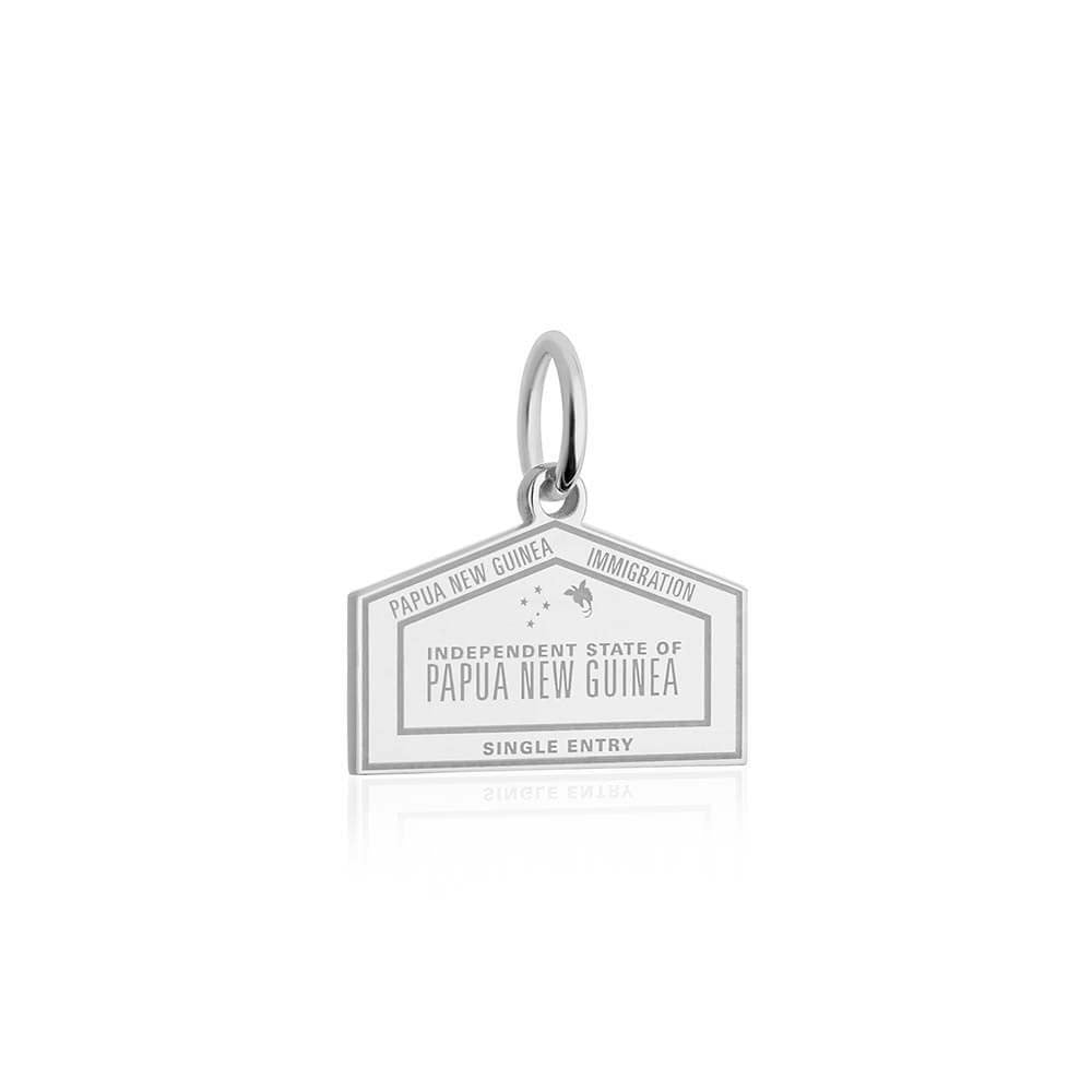 Sterling Silver Travel Charm, Papua New Guinea Passport Stamp - JET SET CANDY (1720208130106)