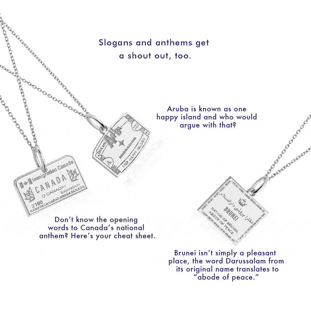 Solid Gold Aruba Passport Stamp Charm - JET SET CANDY (6930089181368)