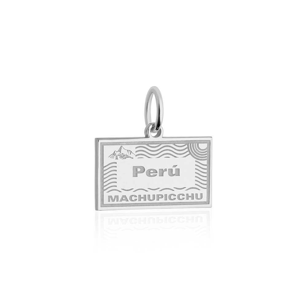 Sterling Silver Travel Charm, Peru Passport Stamp - JET SET CANDY (1720208556090)