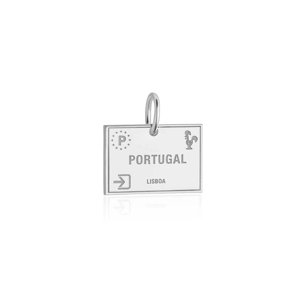 Sterling Silver Travel Charm, Portugal Passport Stamp (SHIPS JUNE) - JET SET CANDY (1720206721082)