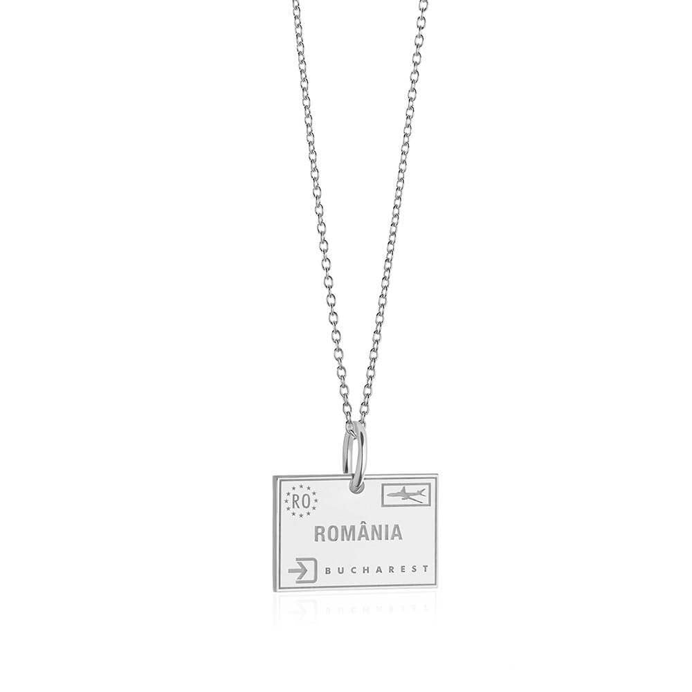 Sterling Silver Travel Charm, Romania Passport Stamp - JET SET CANDY  (1720201248826)