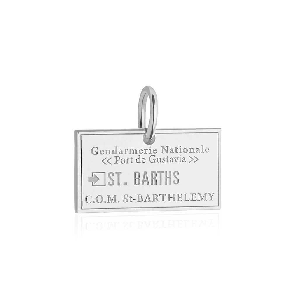 Sterling Silver Charm, Saint Barths Passport Stamp - JET SET CANDY (1720206753850)
