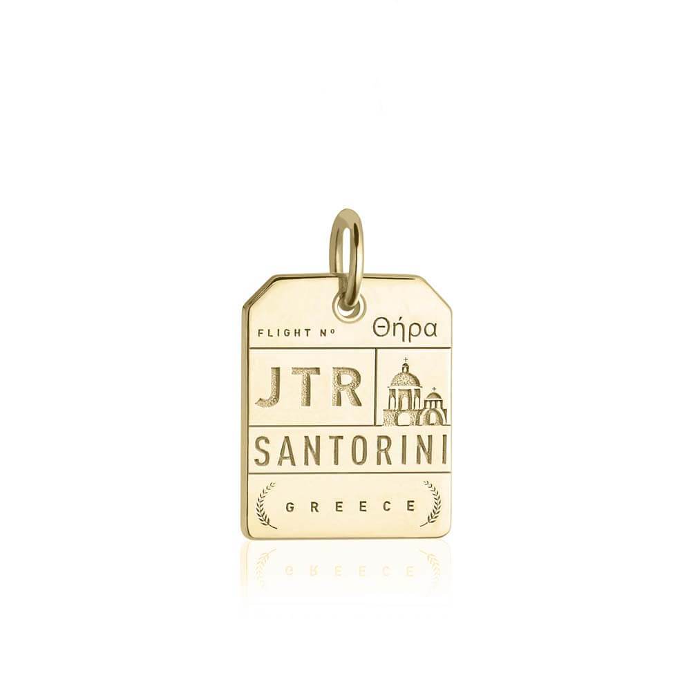 Solid Gold Vermeil Greece Charm, JTR Santorini Luggage Tag (SHIPS JUNE) - JET SET CANDY  (1720186470458)