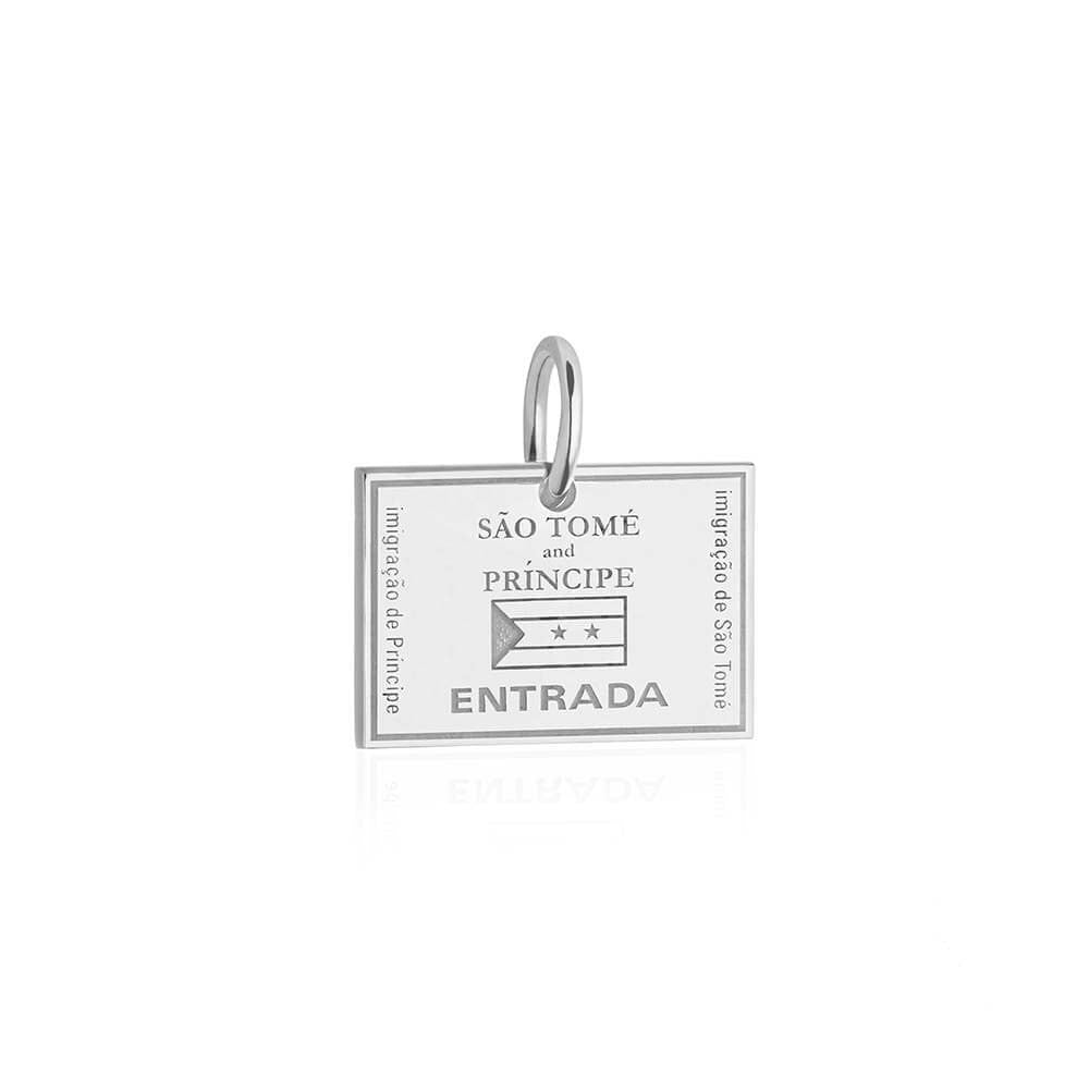 Silver Travel Charm, Sao Tome and Principe Passport Stamp - JET SET CANDY (1720203837498)