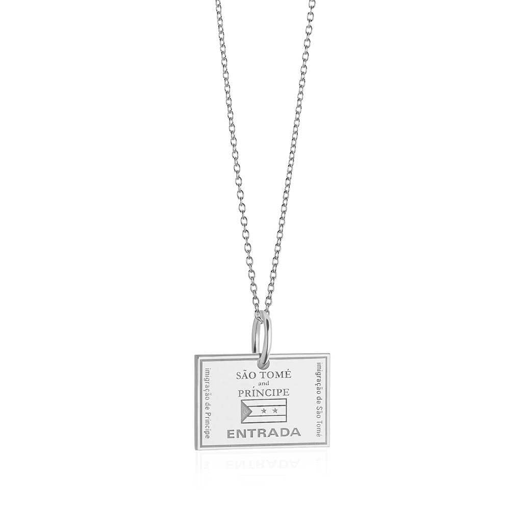 Silver Travel Charm, Sao Tome and Principe Passport Stamp - JET SET CANDY  (1720203837498)
