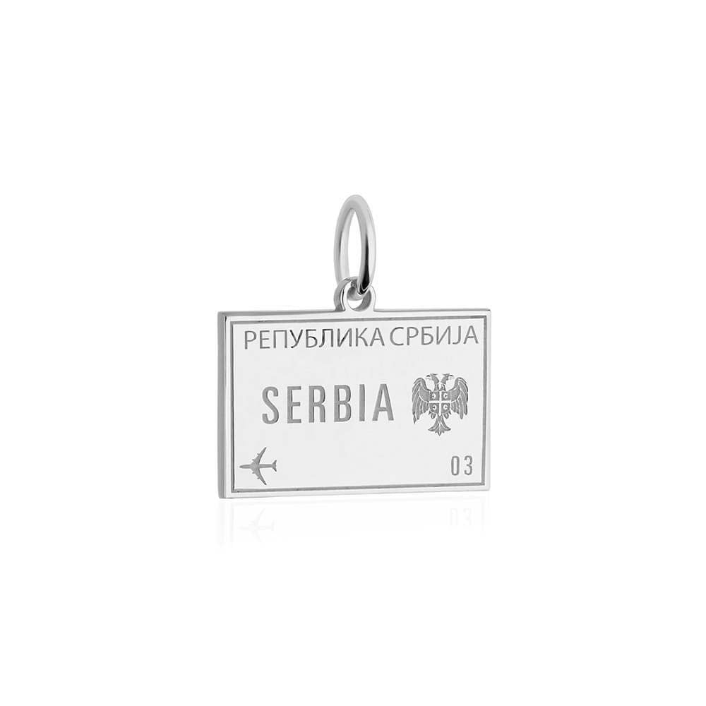 Sterling Silver Travel Charm, Serbia Passport Stamp (SHIPS JUNE) - JET SET CANDY (1720201412666)