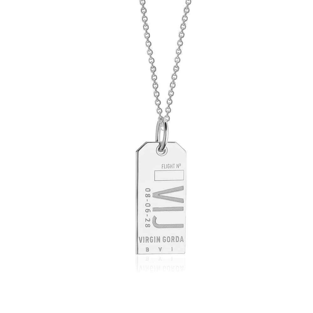Sterling Silver Caribbean Charm, VIJ Virgin Gorda Luggage Tag - JET SET CANDY  (2484278755386)