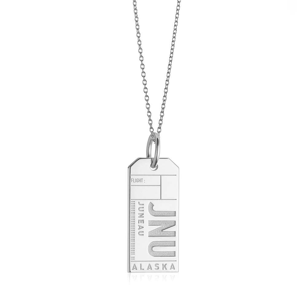 Silver Travel Charm, JNU Juneau, Alaska Luggage Tag - JET SET CANDY  (1720181260346)