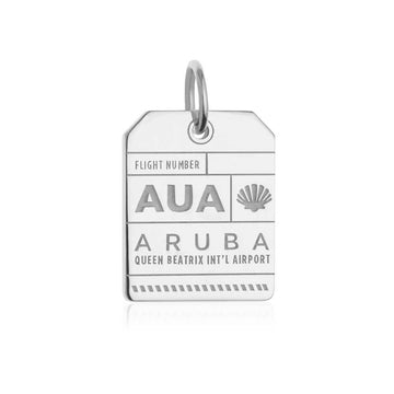 Aruba Caribbean AUA Luggage Tag Charm Silver