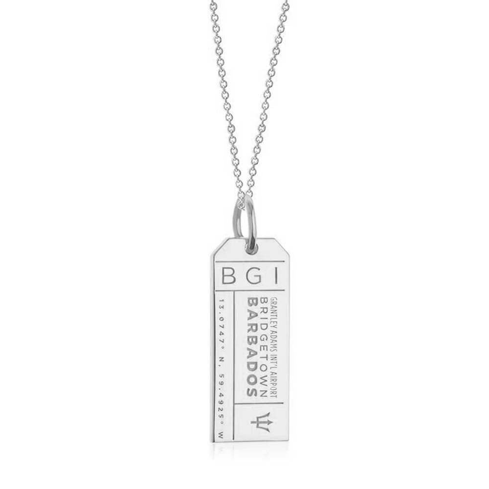 Silver Caribbean Charm BGI Barbados Luggage Tag - JET SET CANDY  (1720195448890)