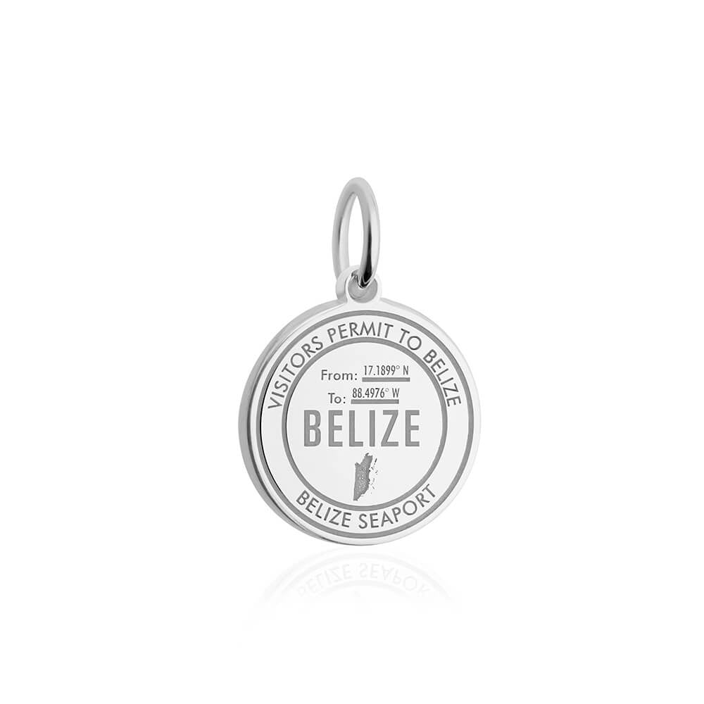 Belize Passport Stamp Charm Sterling Silver Belize Travel Charm JET