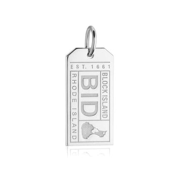 Block Island Rhode Island USA BID Luggage Tag Charm Silver
