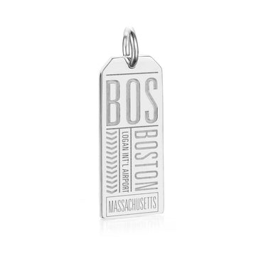 Boston Massachusetts USA BOS Luggage Tag Charm Silver