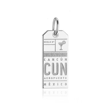 Cancun Mexico CUN Luggage Tag Charm Silver