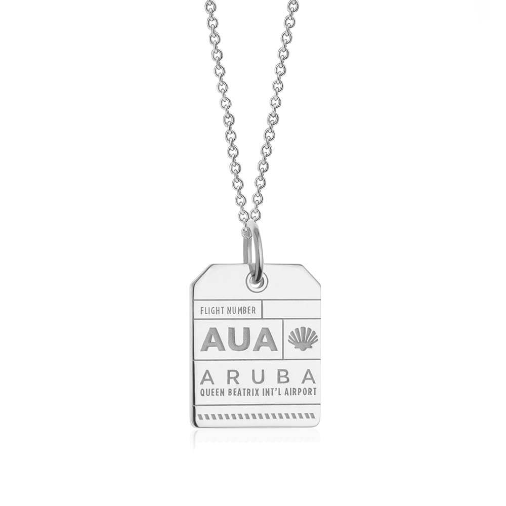 Silver Aruba Charm, AUA Luggage Tag - JET SET CANDY  (1720194662458)