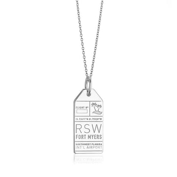 Fort Myers Florida USA RSW Luggage Tag Charm Silver