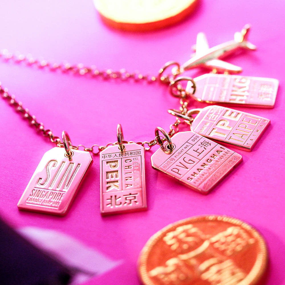 Silver China Charm, PEK Beijing Luggage Tag - JET SET CANDY  (1720195285050)