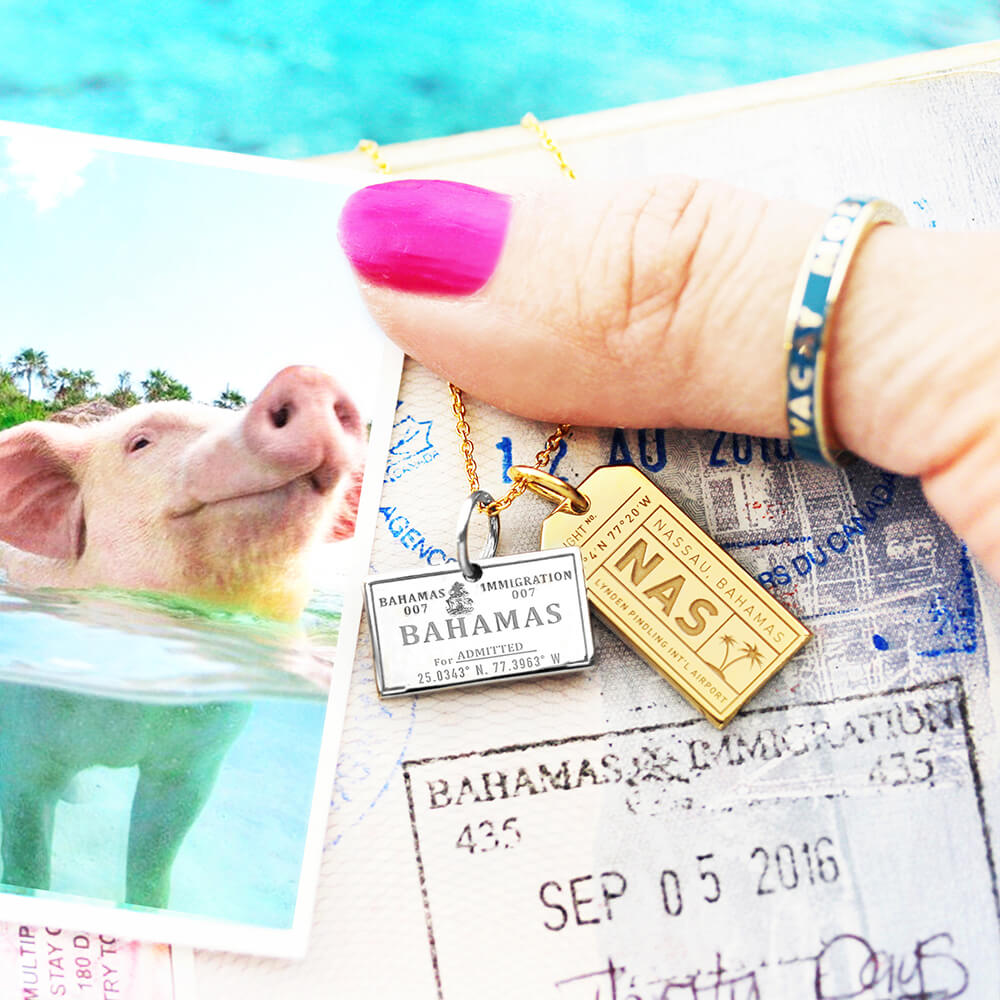 Bahamas Passport Stamp Charm Silver