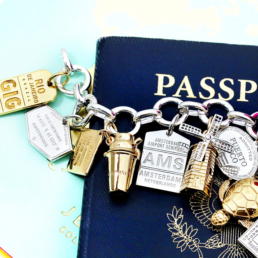 Silver Travel Charm, Martinique Passport Stamp - JET SET CANDY (1720206360634)