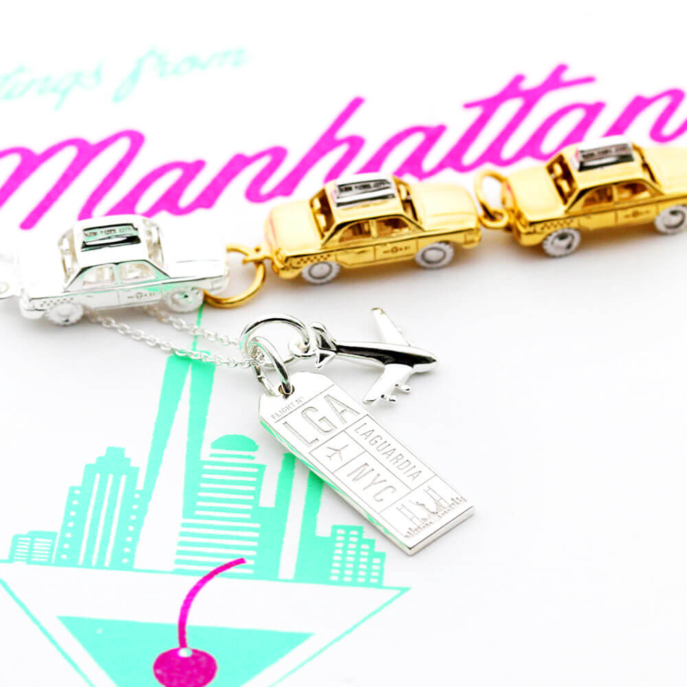 Silver New York Charm, LGA LaGuardia Luggage Tag - JET SET CANDY (7781392089336)