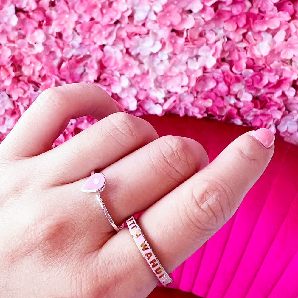 Pink Enamel Ring in Silver, Wander Often - JET SET CANDY (1720209539130)