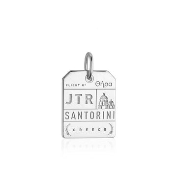 Santorini Greece JTR Luggage Tag Charm Silver