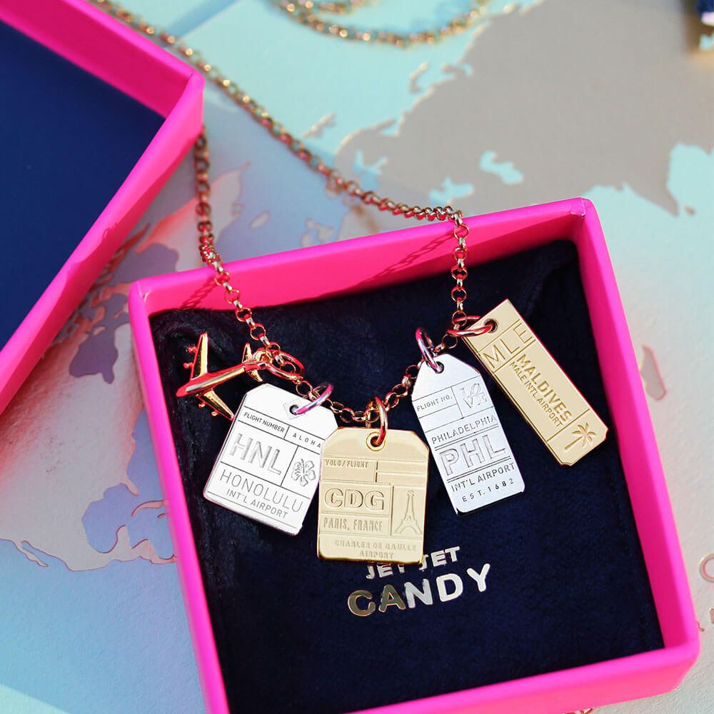 Silver USA Charm, PHL Philadelphia Luggage Tag - JET SET CANDY  (1720194367546)