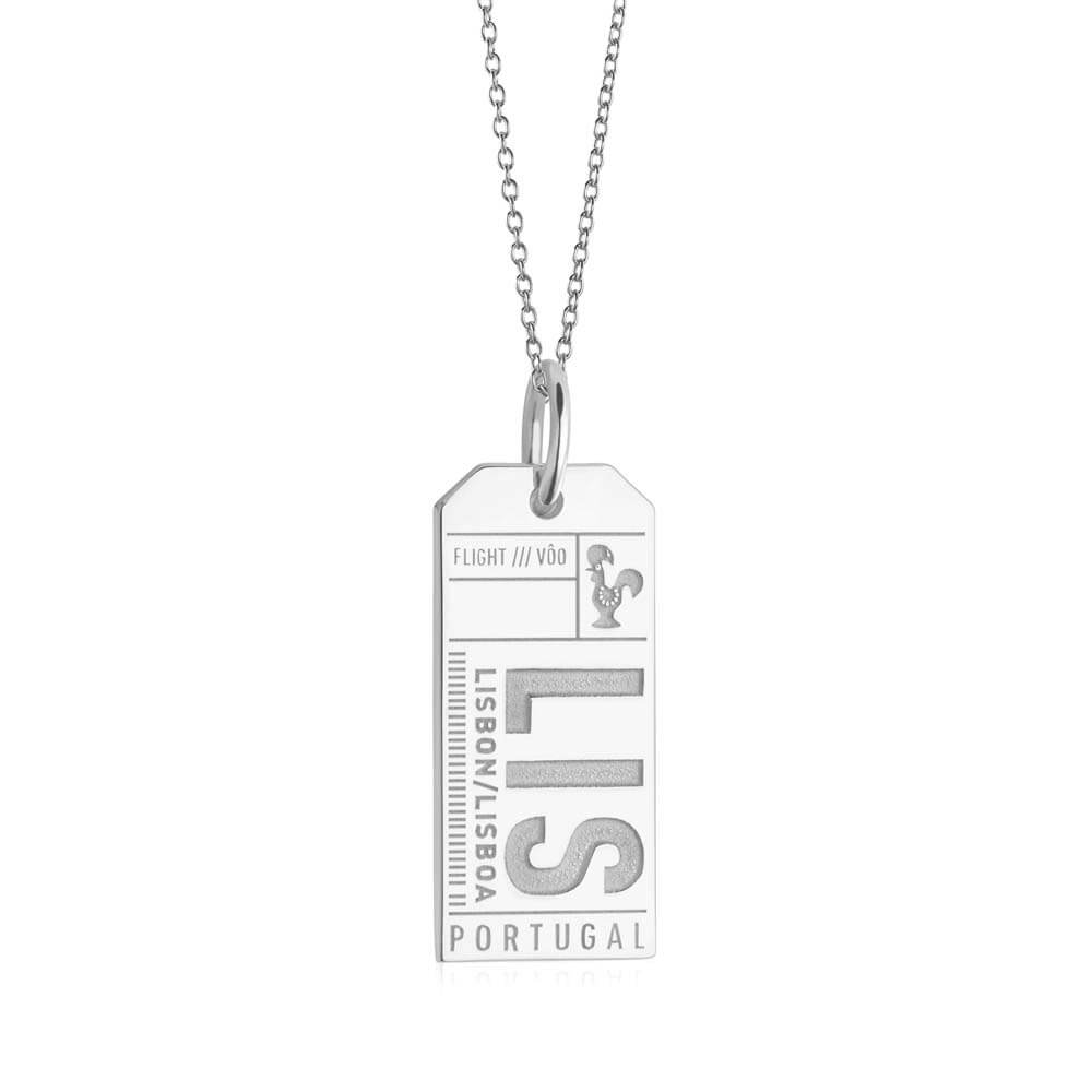 Silver Portugal Charm, LIS Lisbon Luggage Tag (SHIPS JUNE) - JET SET CANDY  (1720196759610)