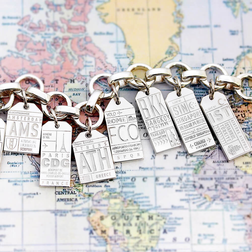 Silver Thailand Charm, BKK Bangkok Luggage Tag - JET SET CANDY (7781392154872)